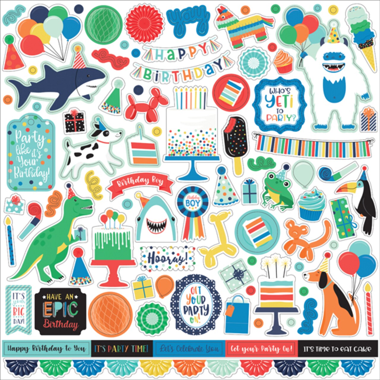 Echo Park It's Your Birthday 12 x 12 Cardstock Element Sticker Sheet